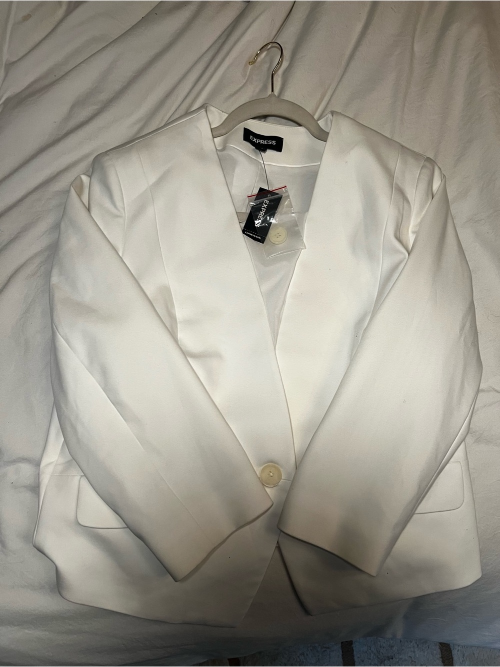 Express Women's White Notchless Single-Button Blazer